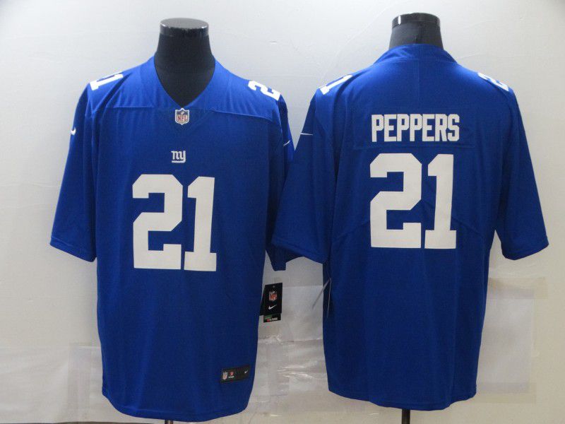 Men New York Giants #21 Peppers Blue Nike Limited Vapor Untouchable NFL Jerseys